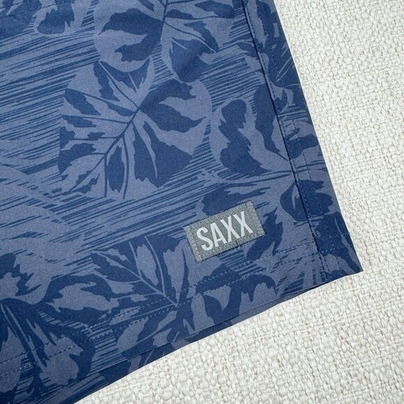 SAXX Shorts Mens 34 Land To Sand 2N1 Lined Ballpark Pouch Drawstring Blue Floral - Picture 4 of 12